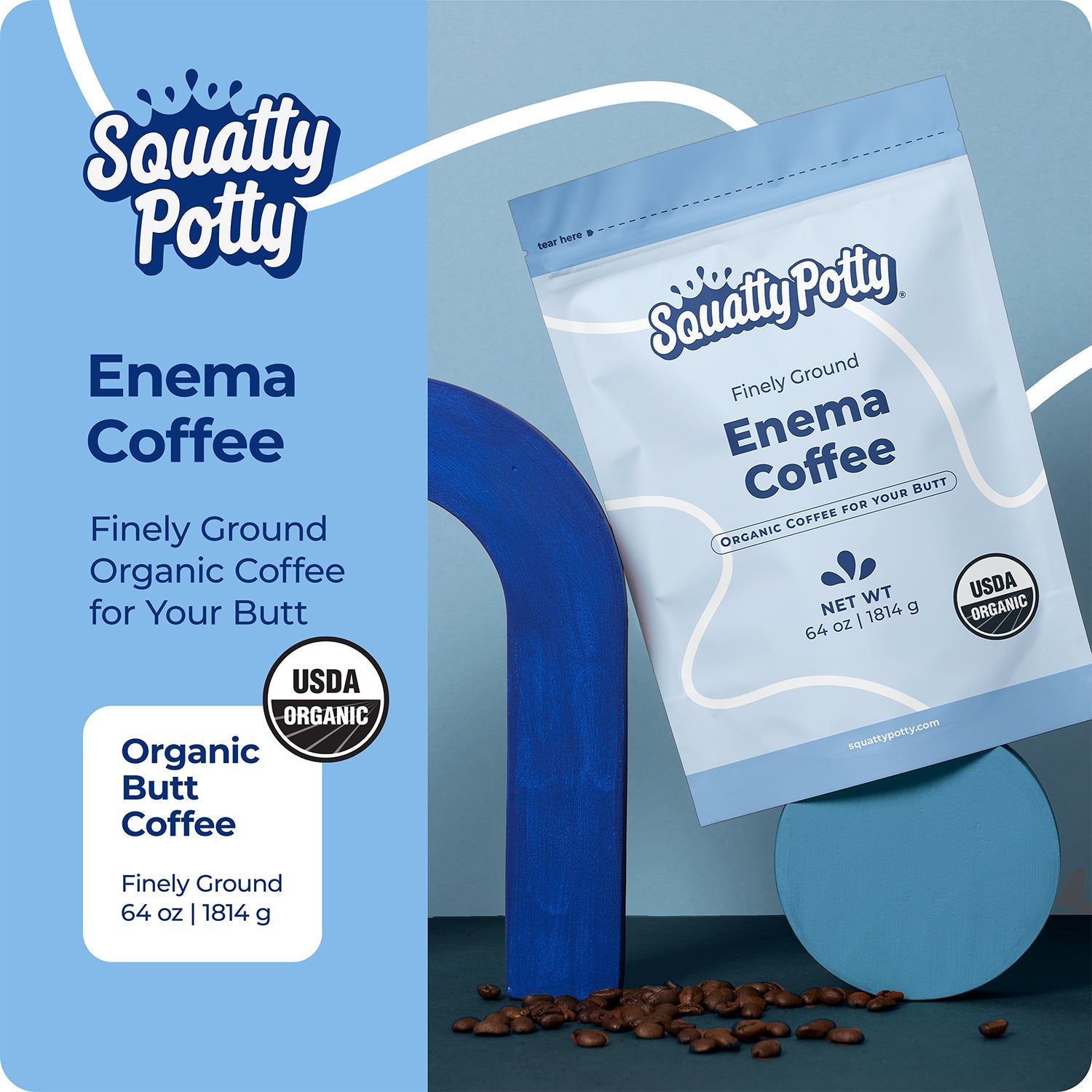 Squatty Potty Enema Coffee – Organic – 419° Roasted, Ground Coffee, Cleanse and Detoxify, Made in USA – 4 lb Bag